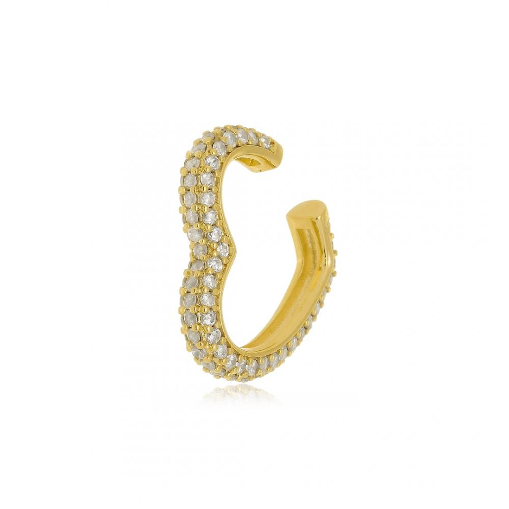 Piercing fake cravejado folheado a ouro 18k