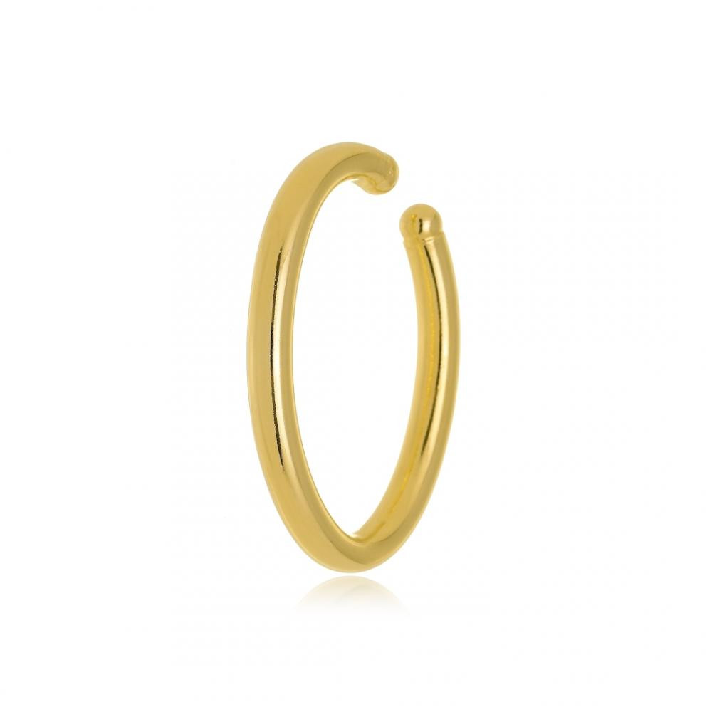 Brinco piercing fake grande oval banhado a ouro 18k
