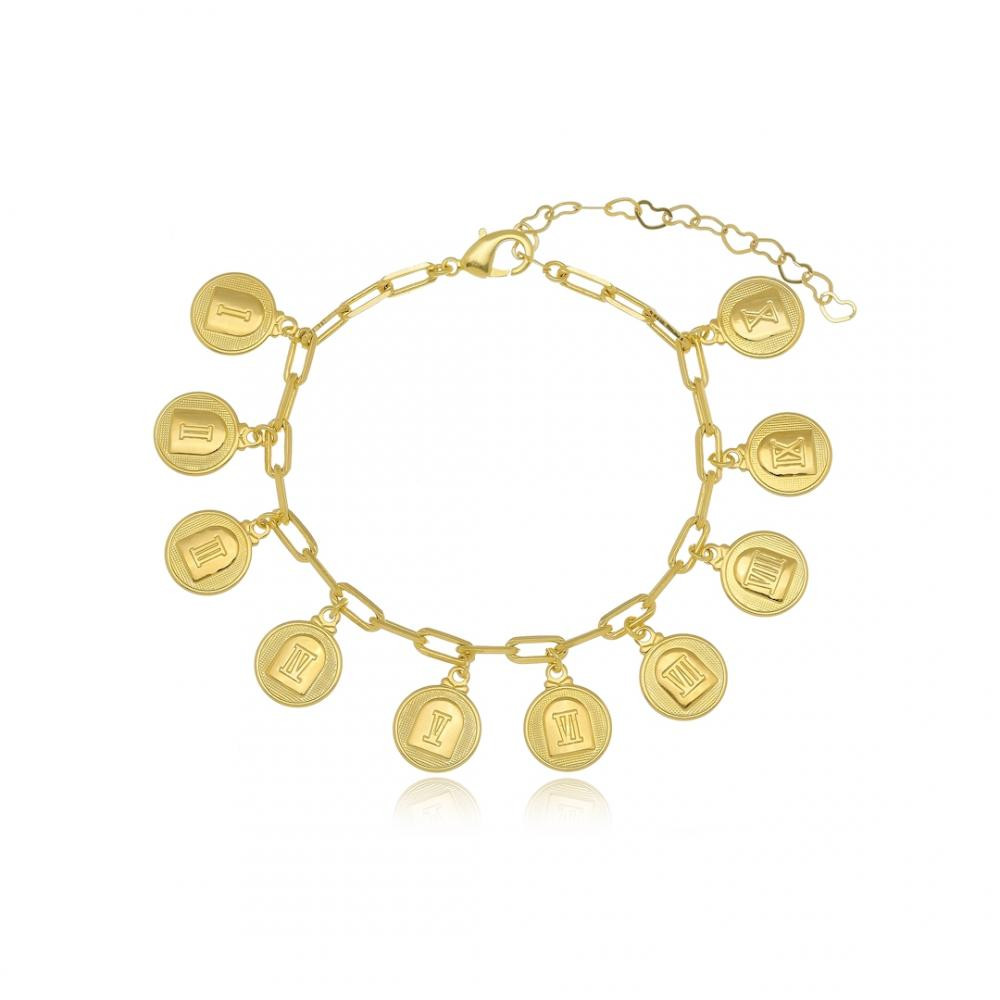 Pulseira dez 10 mandamentos banhada a ouro 18k 