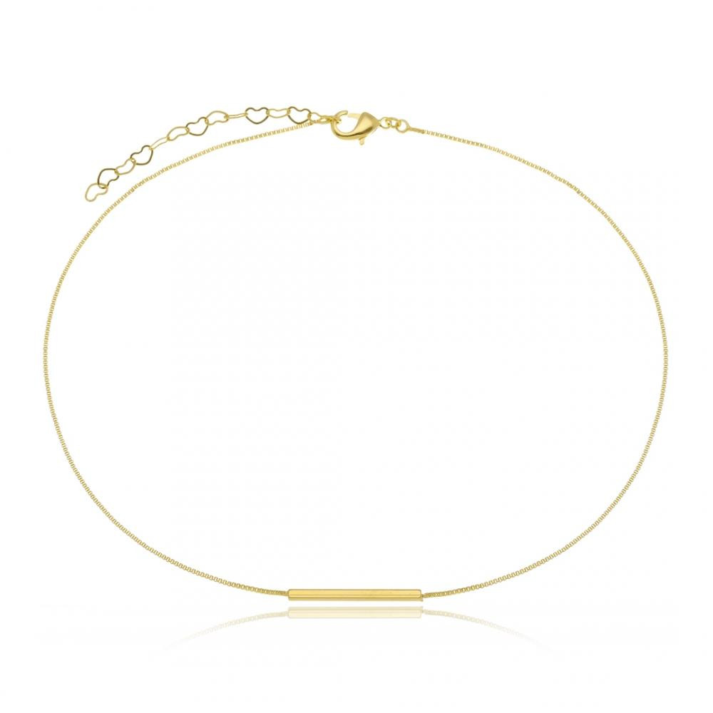 Choker minimalista com pingente de palito liso folheado a ouro 18k