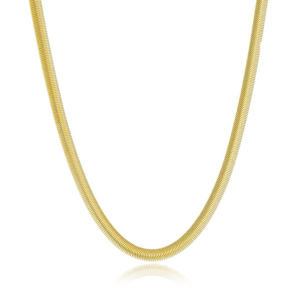 Colar Tassia de malha médio banhado a ouro 18k
