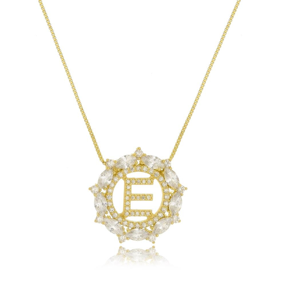 Colar Personalizado Mandala Letra cravejada com zircônia