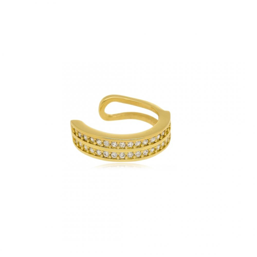 Piercing Fake cravejado folheado a ouro 18k