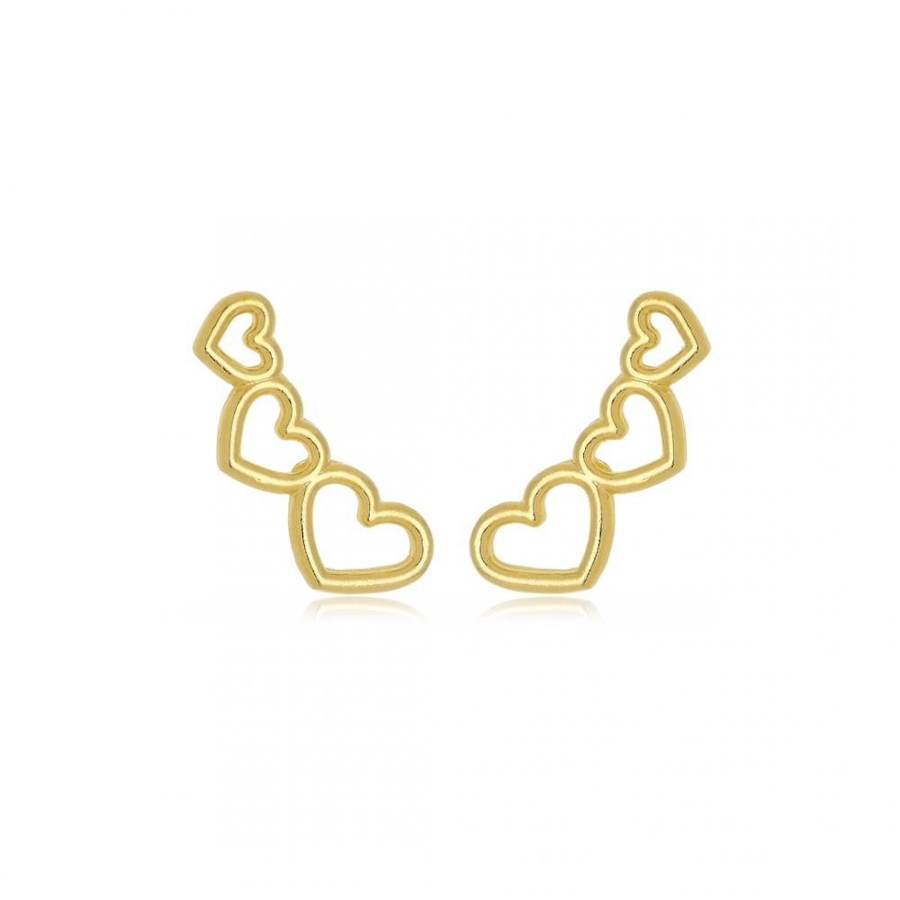 Brinco earcuff  de coração  folheado a ouro 18k 