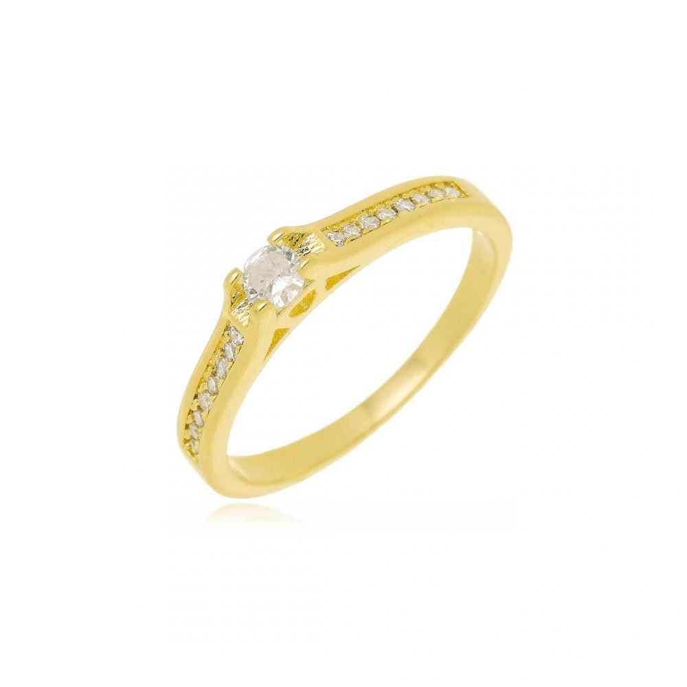Anel cravejado com zircônia Folheado a ouro18k