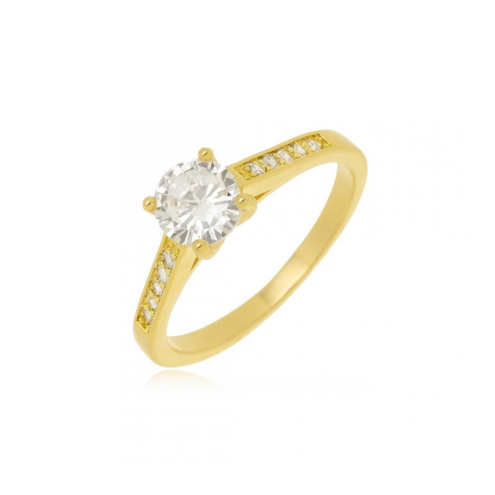 Anel cravejado com zircônia Folheado a ouro18k