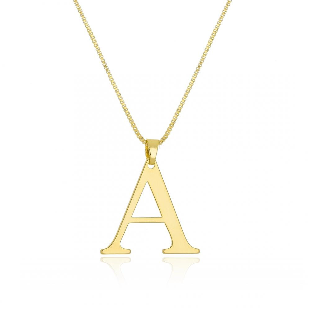 Colar personalizado com letra banhado a ouro 18k
