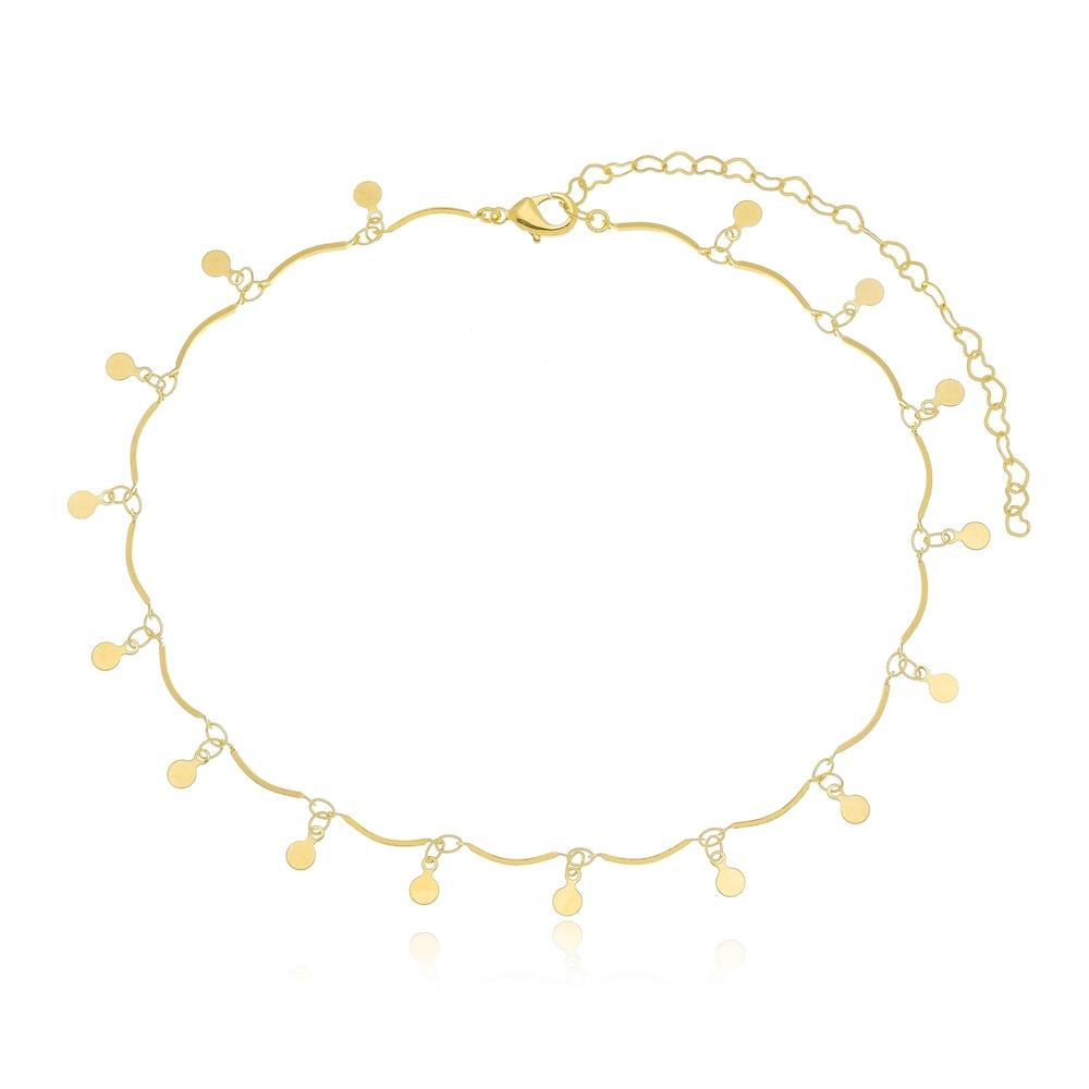 Choker minimalista com pingentes banhada a ouro 18k