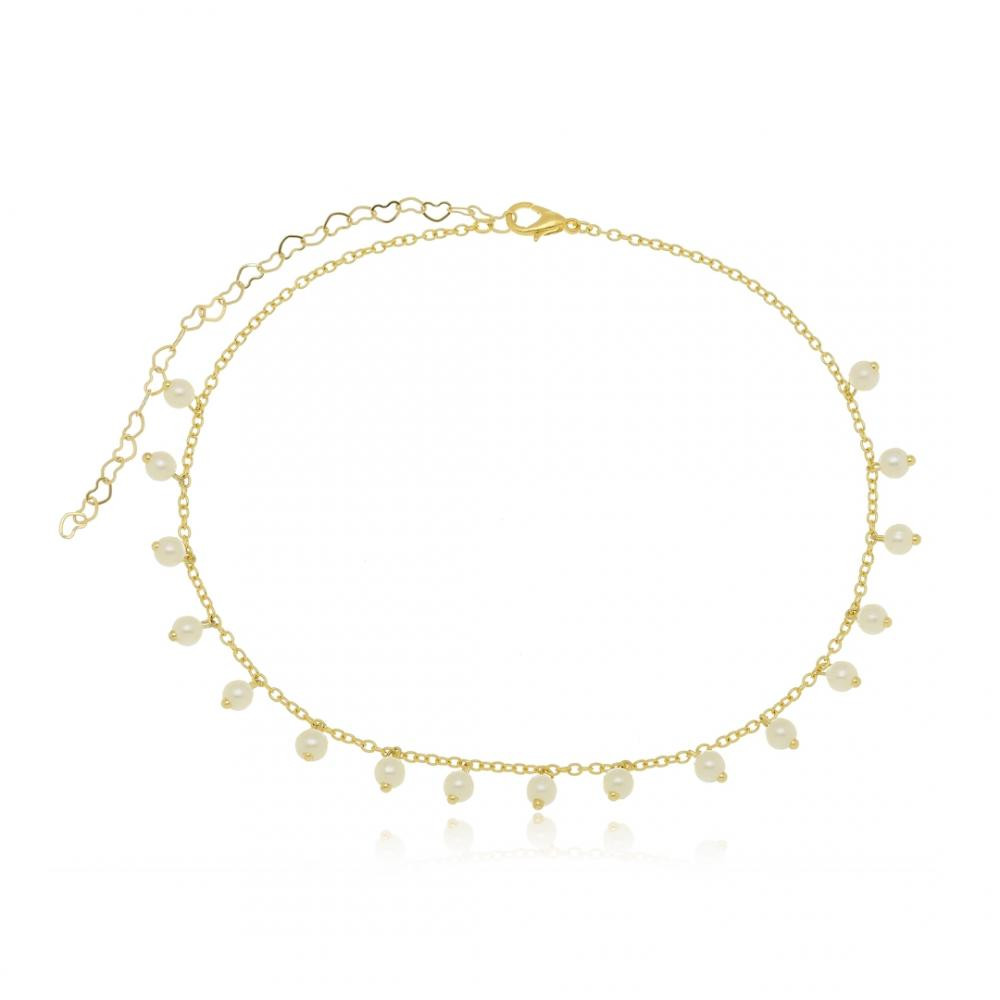 Choker com pingentes de pérolas folheado a ouro 18k 