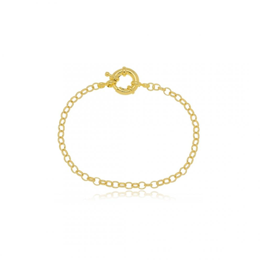 Pulseira com corrente de elo português e fecho de boia banhada a ouro 18k 