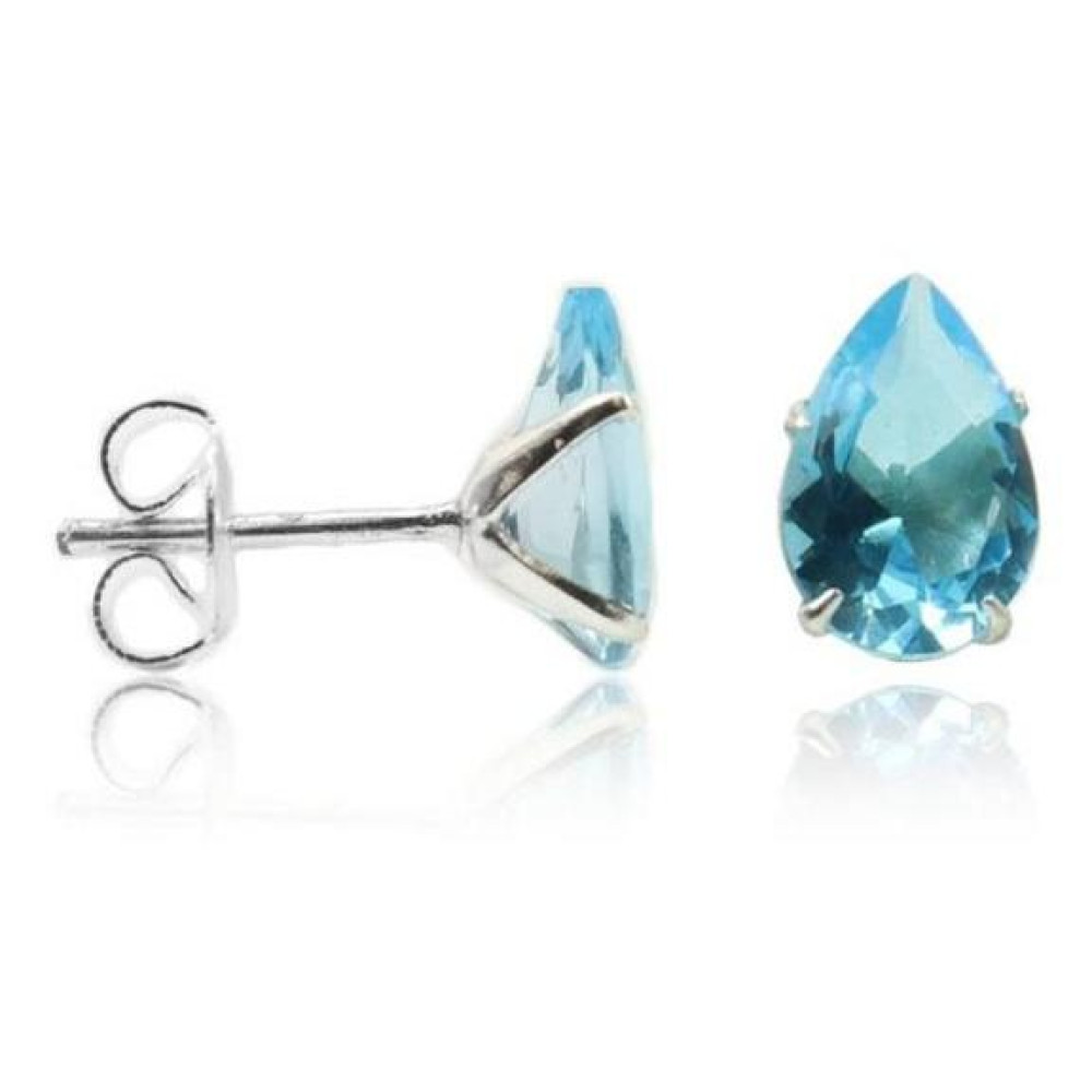 Brinco de gota azul de prata 925