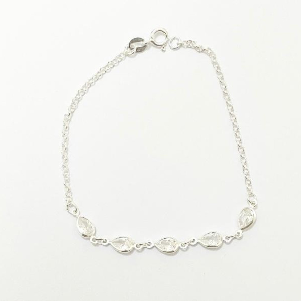 Pulseira com zircônia cristal de prata 925