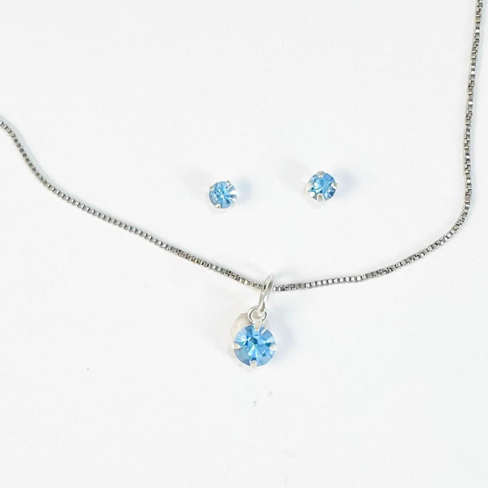 Conjunto de ponto de luz azul de prata 925