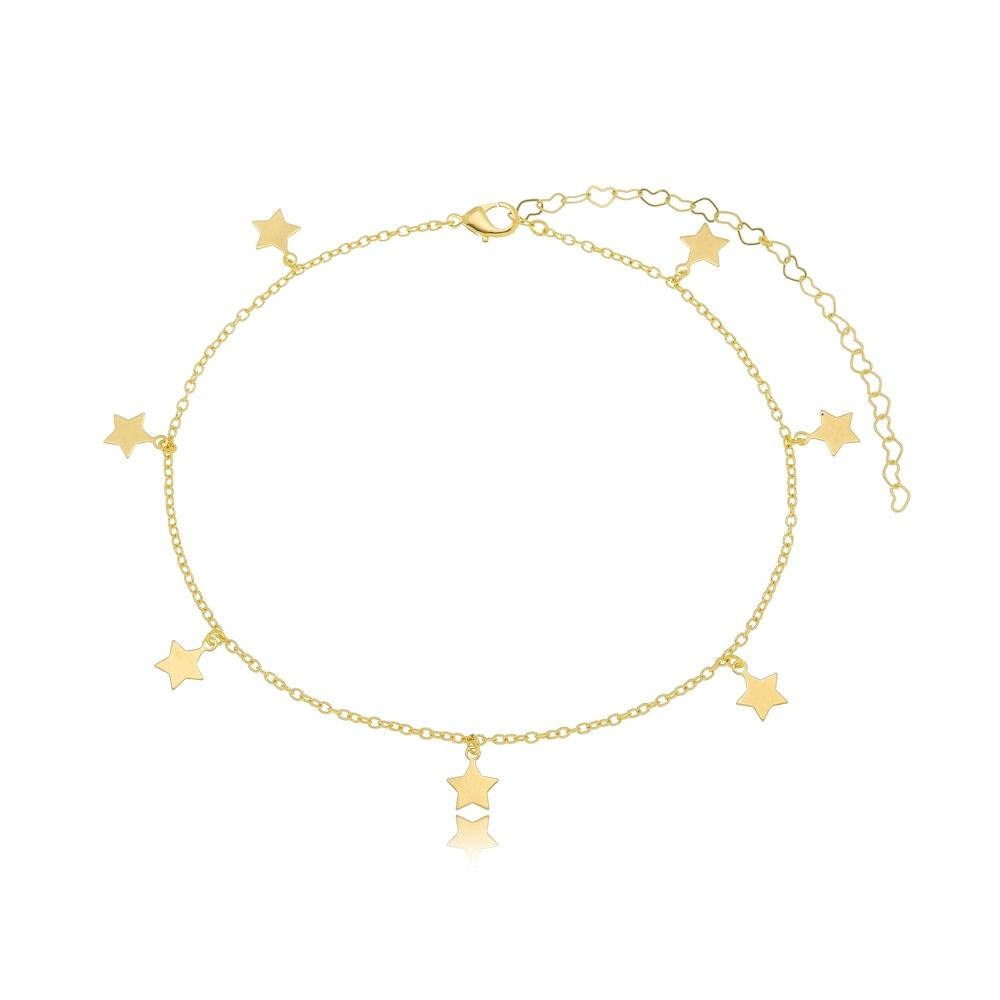 Choker com pingentes de estrela folheado a ouro 18k 