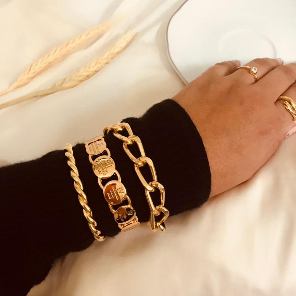 Pulseira de elos grandes folheado a ouro 18k