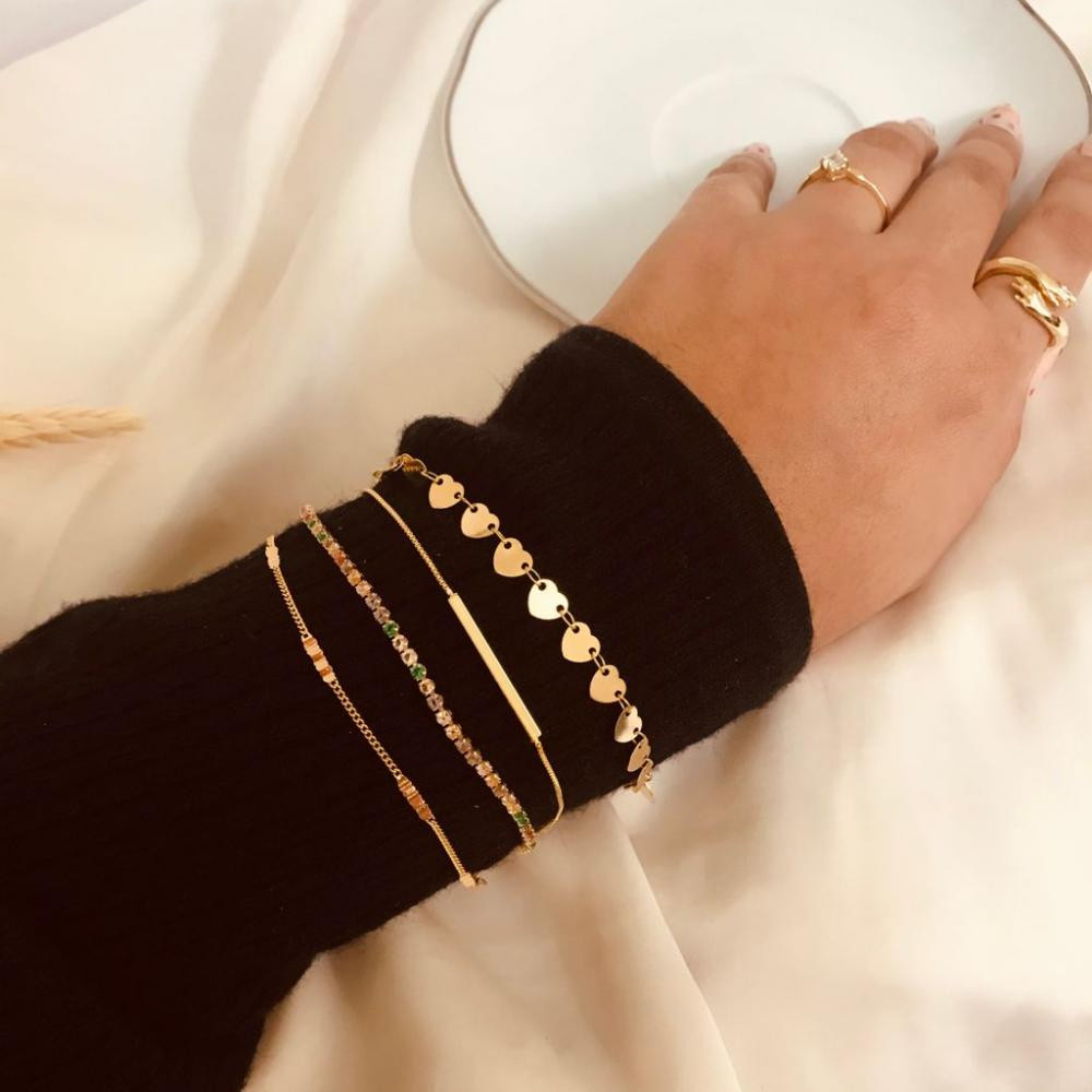Pulseira com corrente grumet com chapinho ondulada
