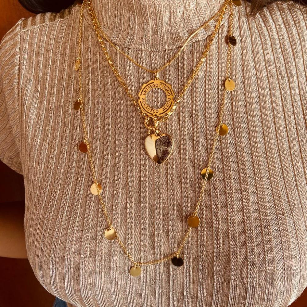 Colar religioso com estilo mandala folheado a ouro 18k 
