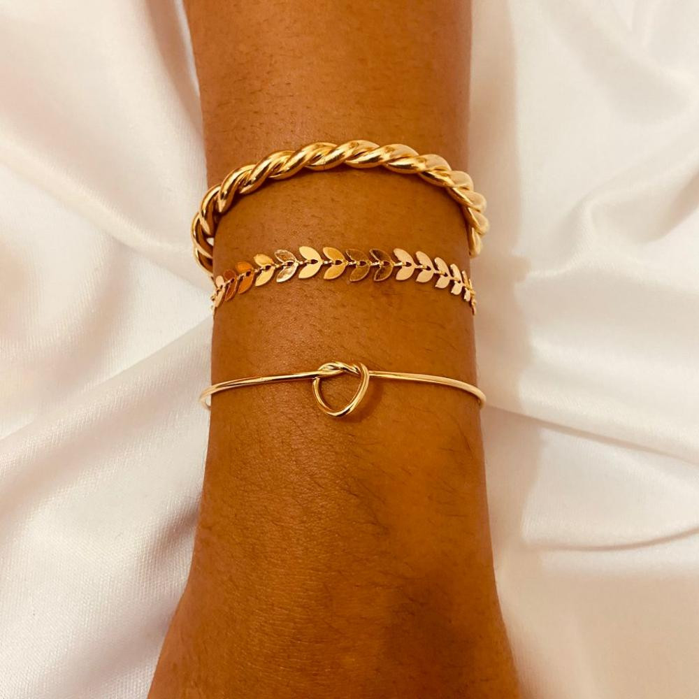 Pulseira de folha escama banhada a ouro 18k