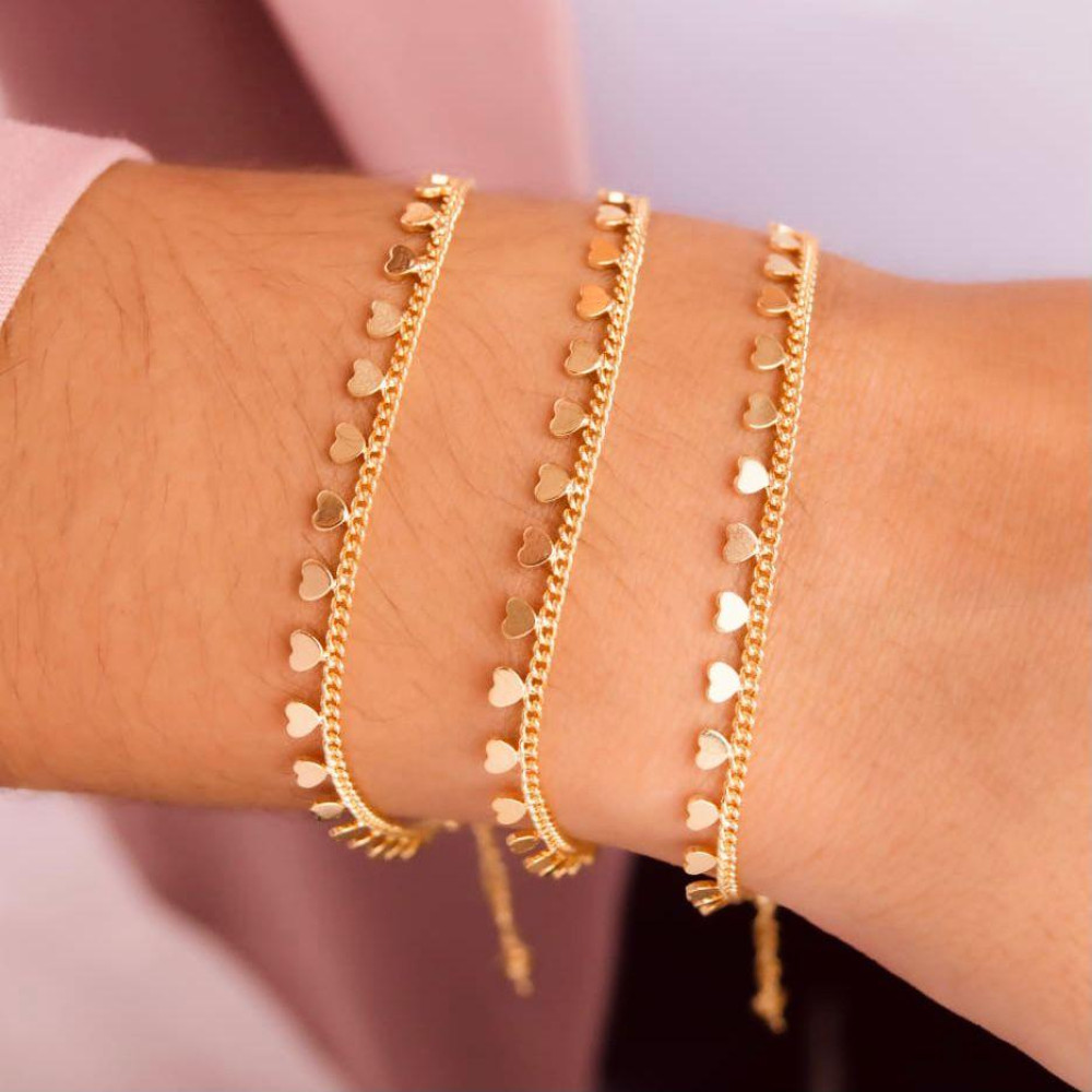 Pulseira de coração banhada a ouro 18k 