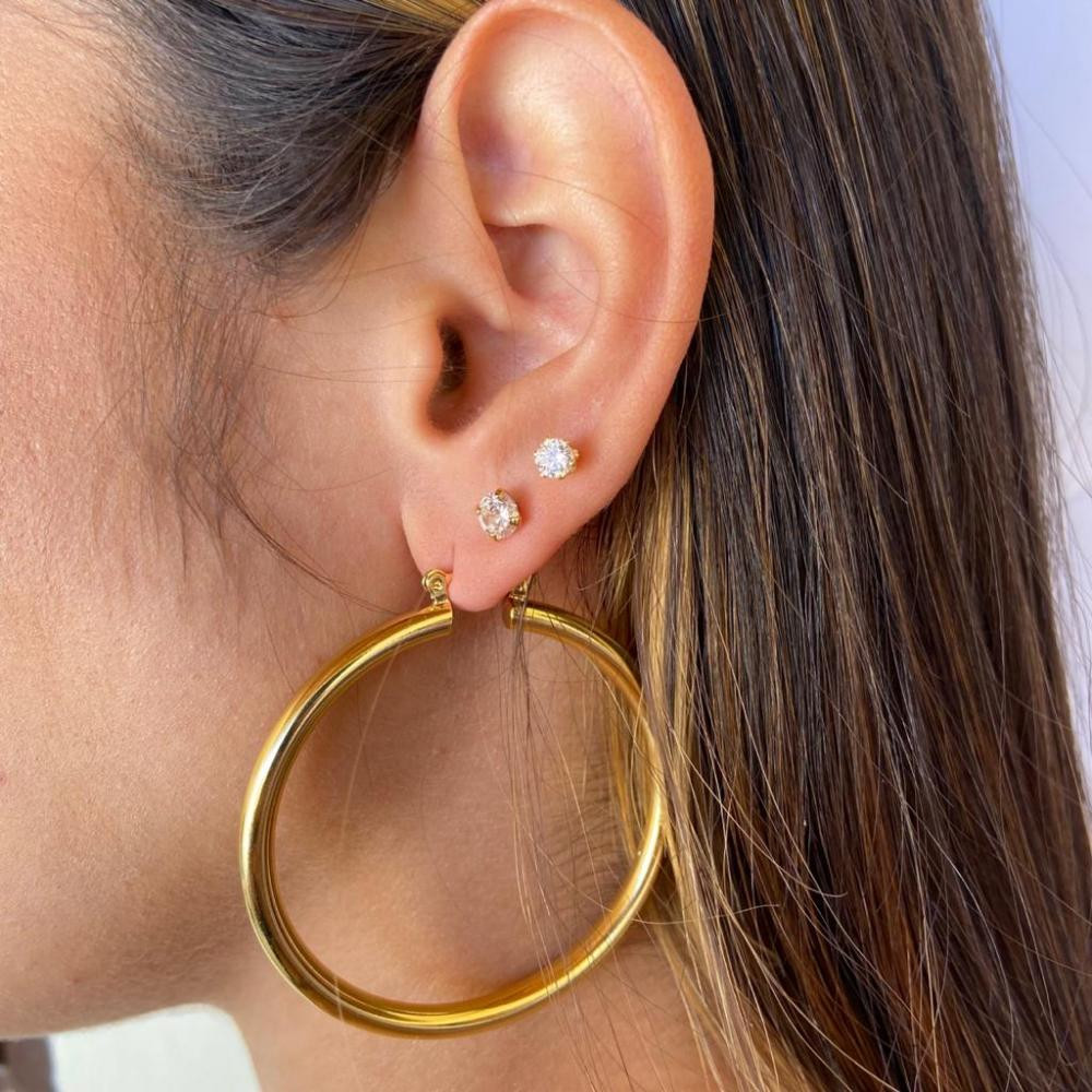 Brinco de argola folheado a ouro 18k 