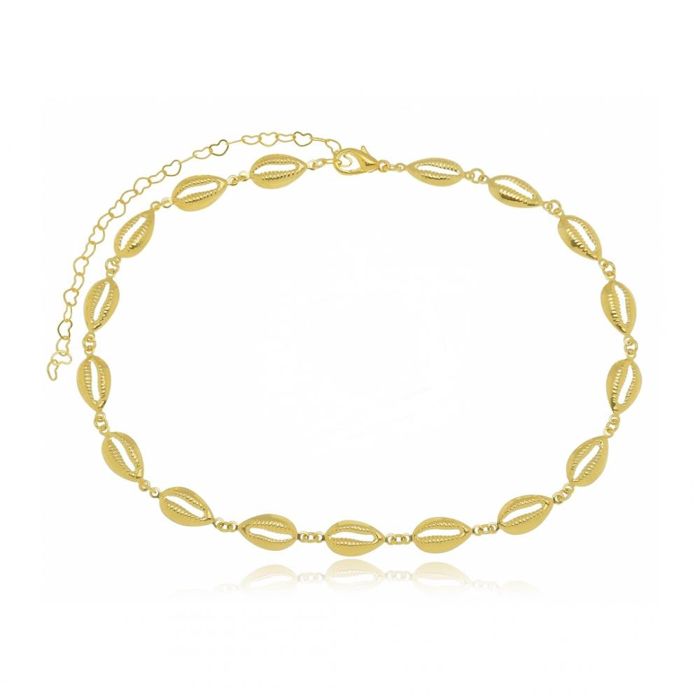 Choker de búzios folheada a ouro 18k 