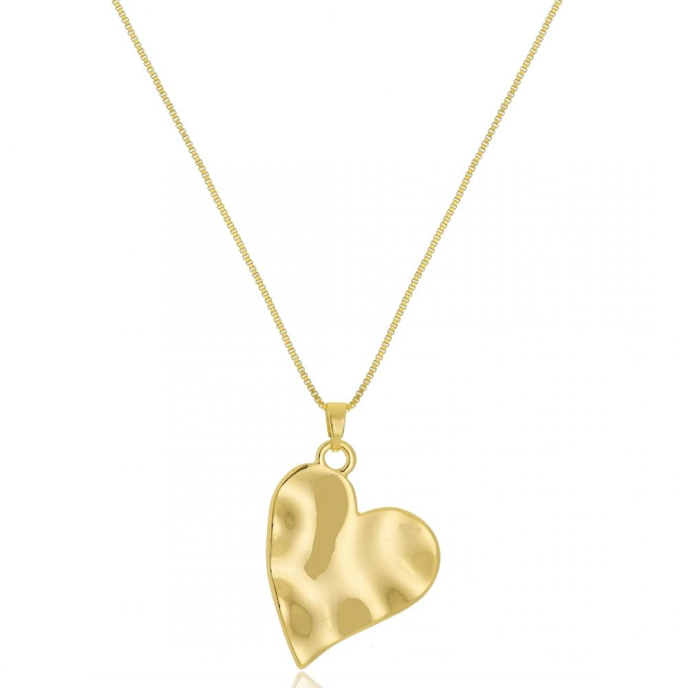 Colar com pingente de coração atemporal folheado a ouro 18k