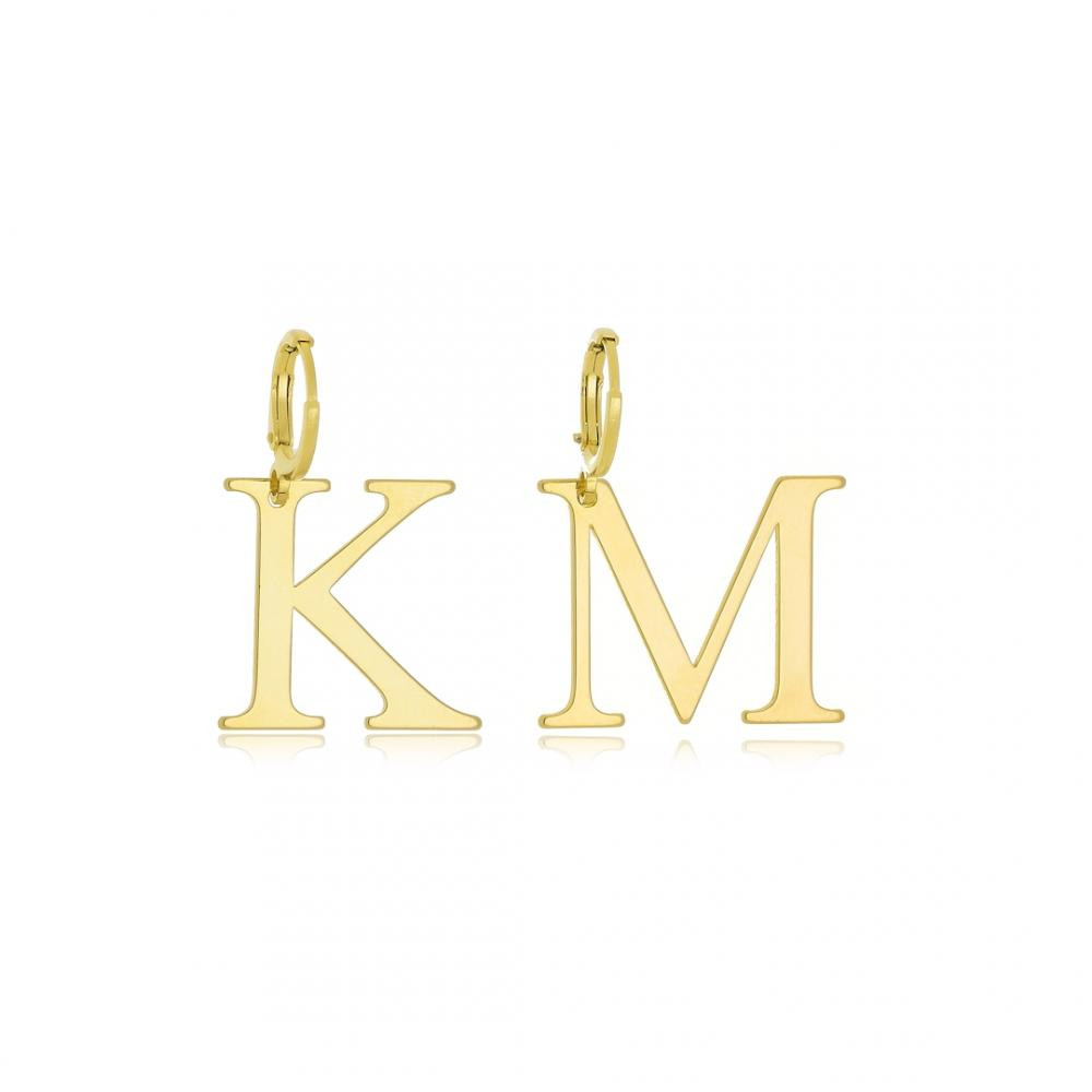 Brinco argola click personalizado folheado a ouro 18k