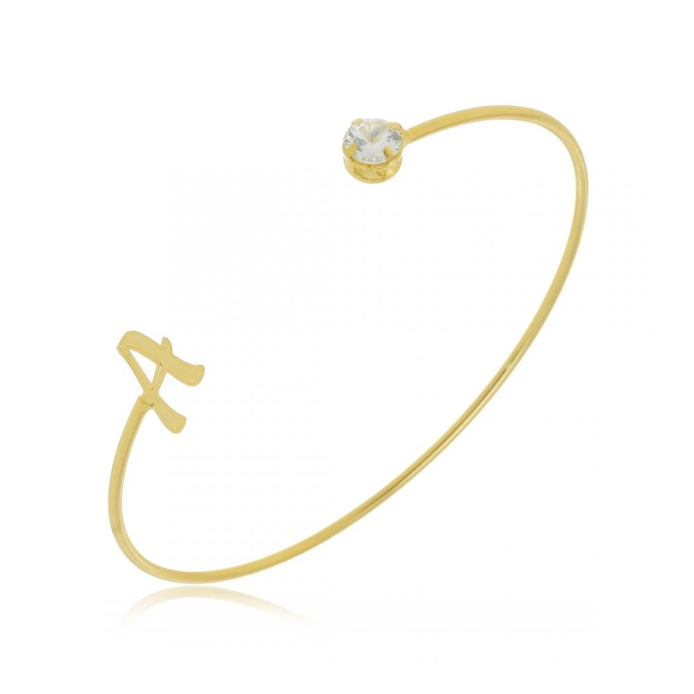 Bracelete personalizado com letra banhada a ouro 18k