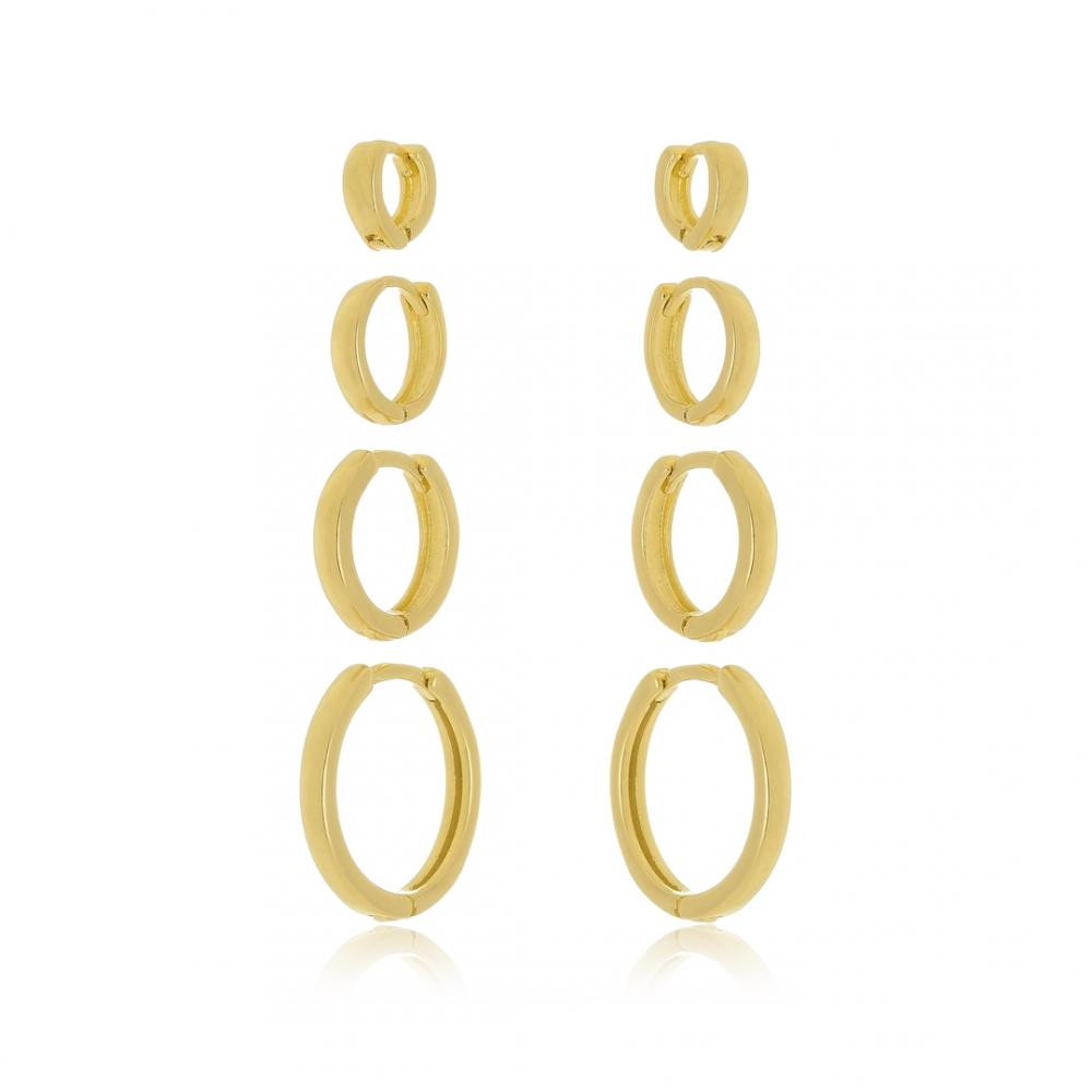 Quarteto de argola  folheado a ouro 18k 