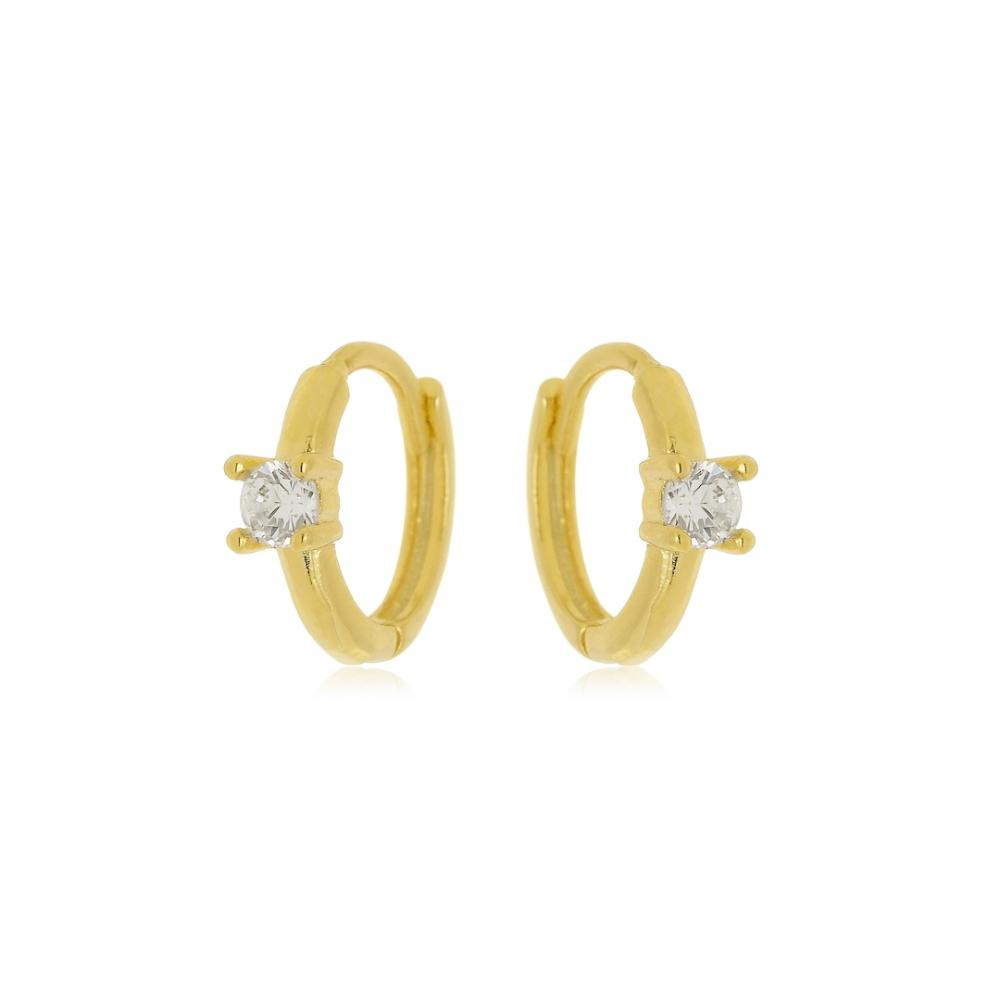 Argola infantil com ponto de luz folheada a ouro 18k 