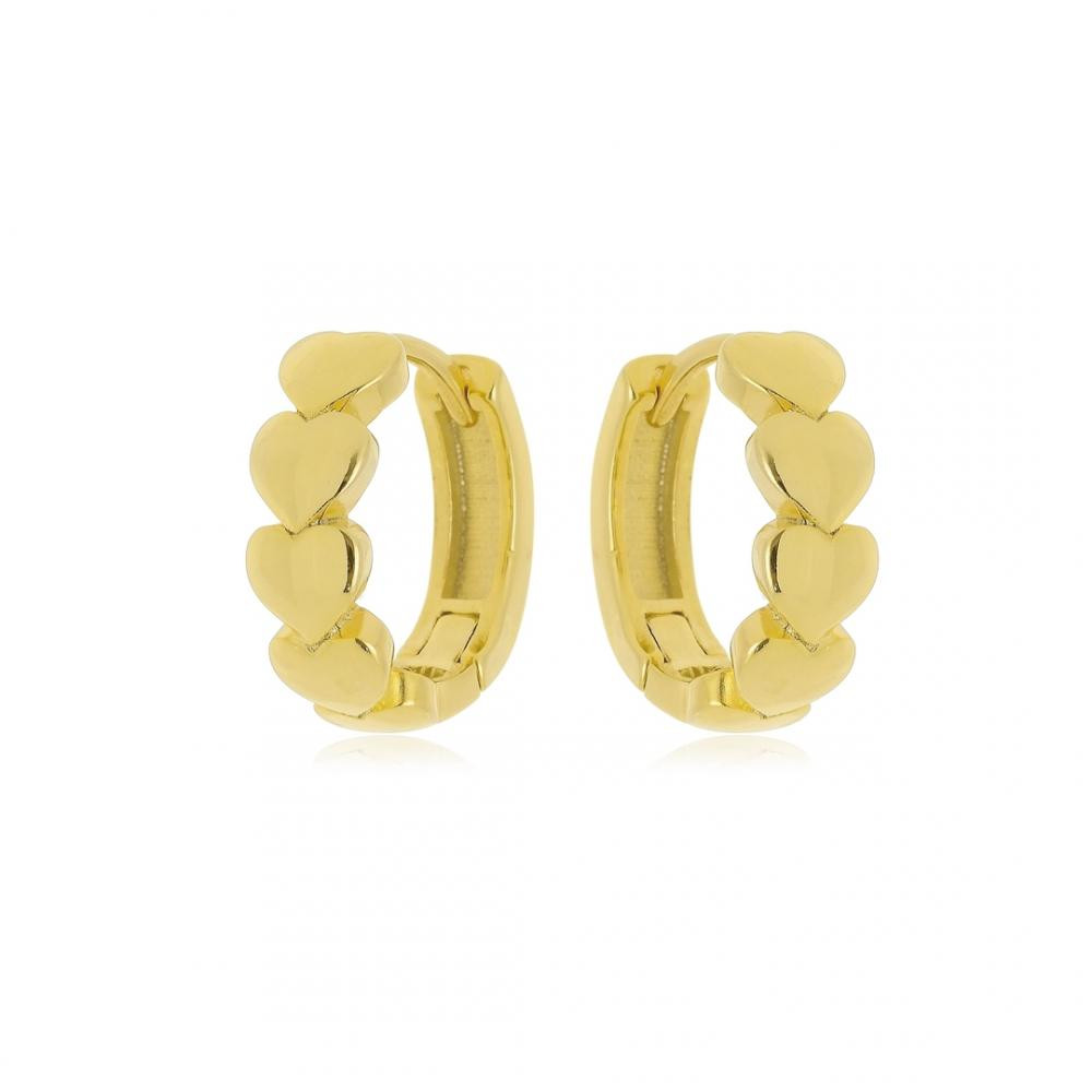 Argola com coração liso folheada a ouro 18k 
