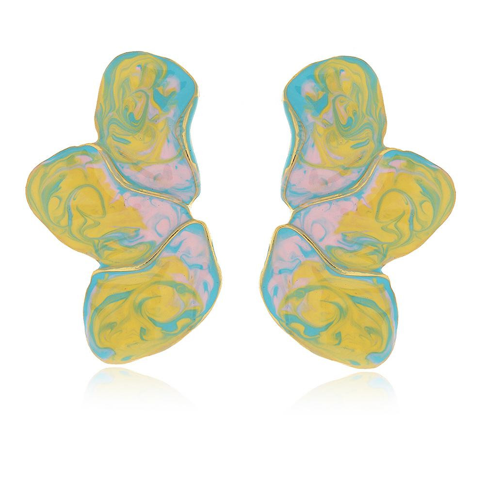Brinco resinado tie-dye folheado a ouro 18k 