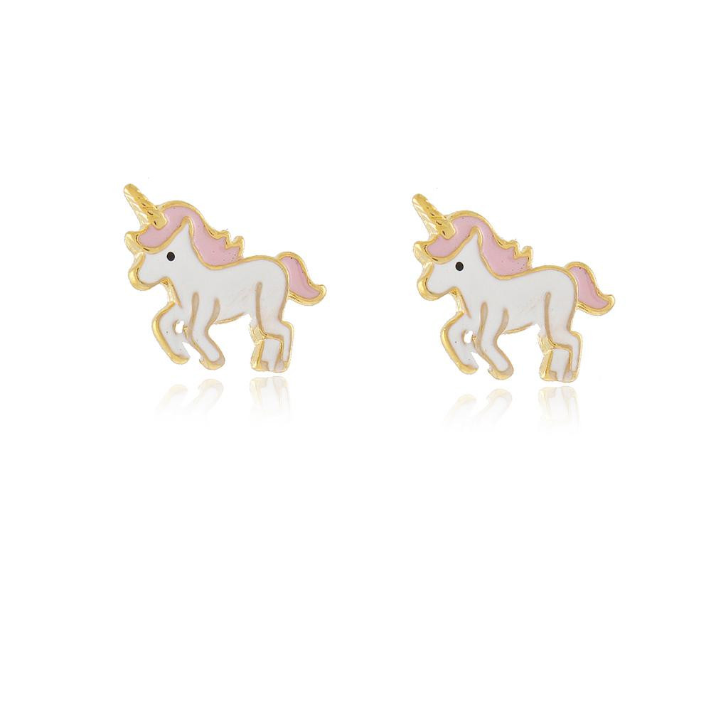 Brinco infantil de unicórnio folheado a ouro 18k  
