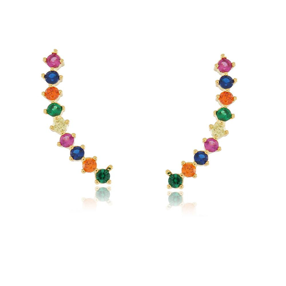 Brinco earcuff cravejado folheado a ouro 18k 