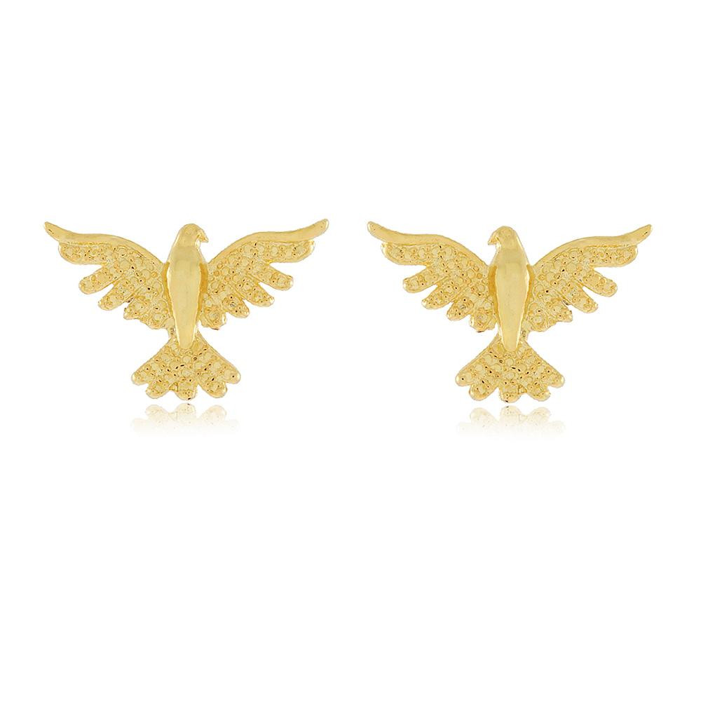Brinco de pomba do Espirito Santo grande folheado a ouro 18k 