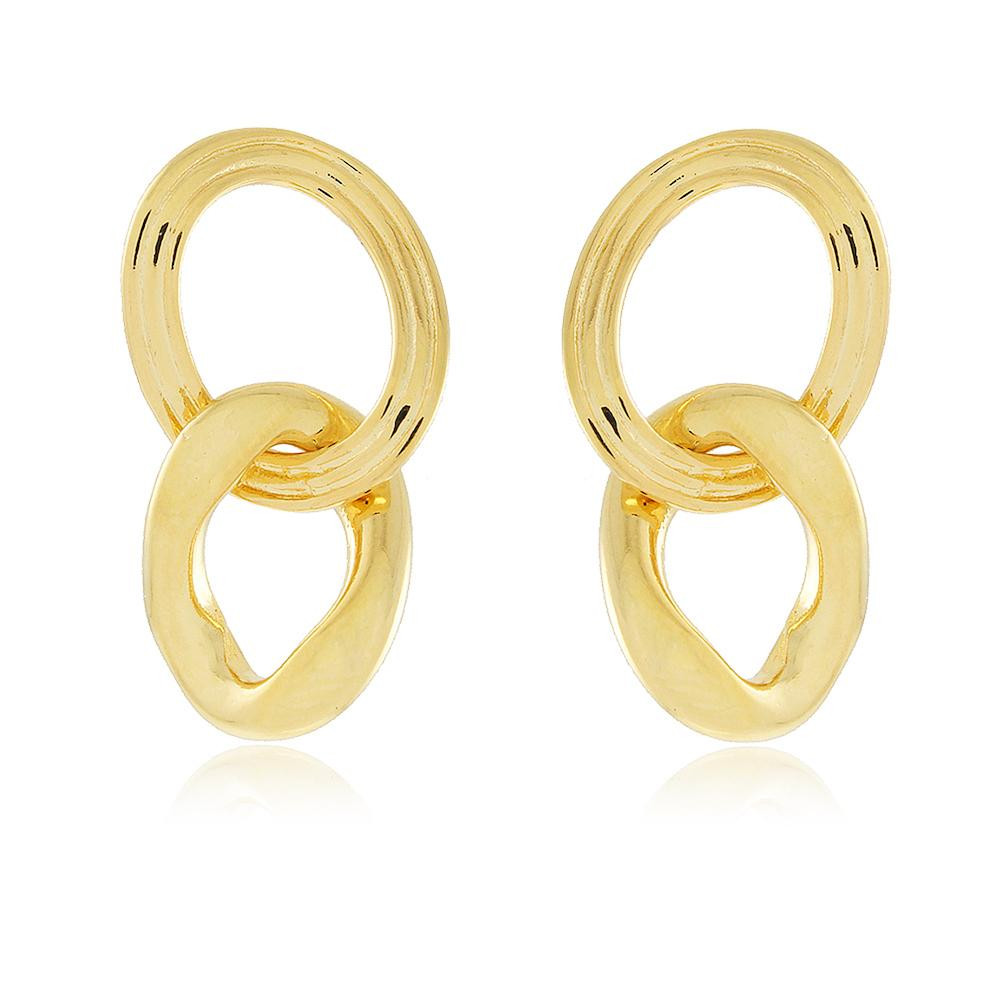 Brinco de elo folheado a ouro 18k 