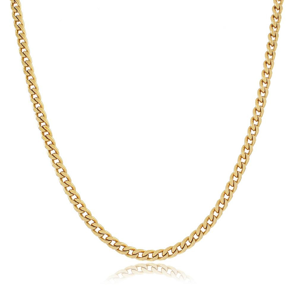 Colar com corrente de elos diamantados folheado a ouro 18k 