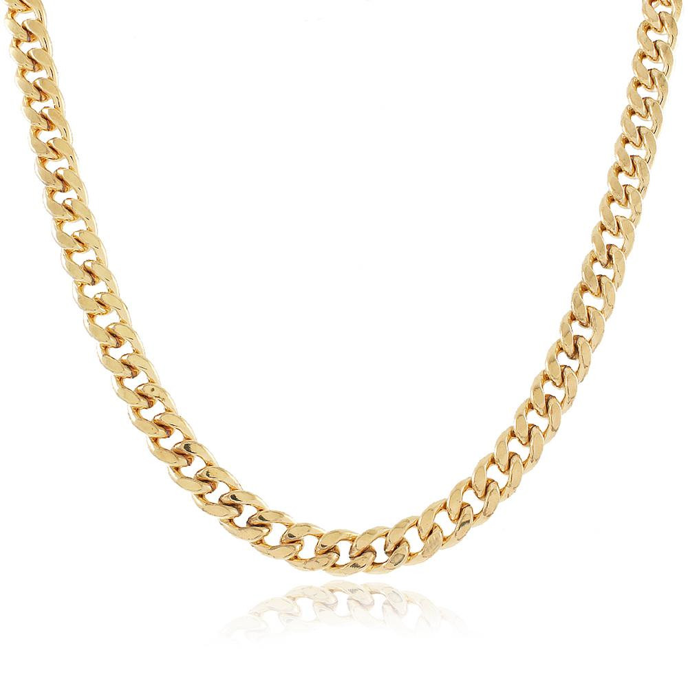 Colar Bia com corrente de elos diamantados banhado a ouro 18k