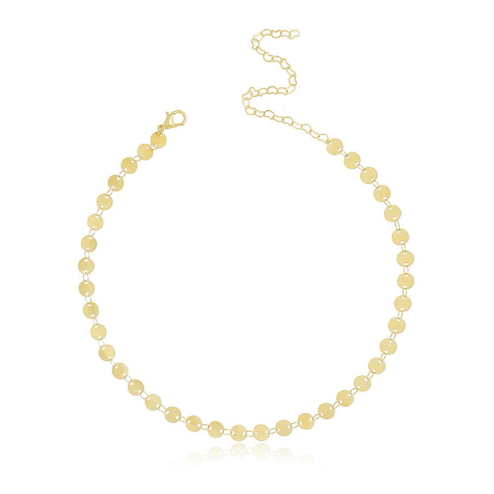 Choker Camila de medalhas pequenas lisas banhados a ouro 18k