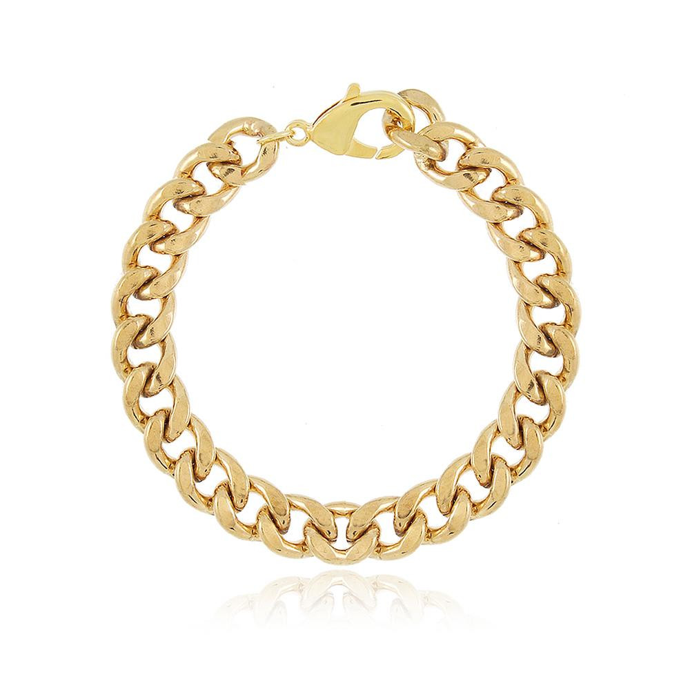 Pulseira Bia de elos diamantados banhada a ouro 18k