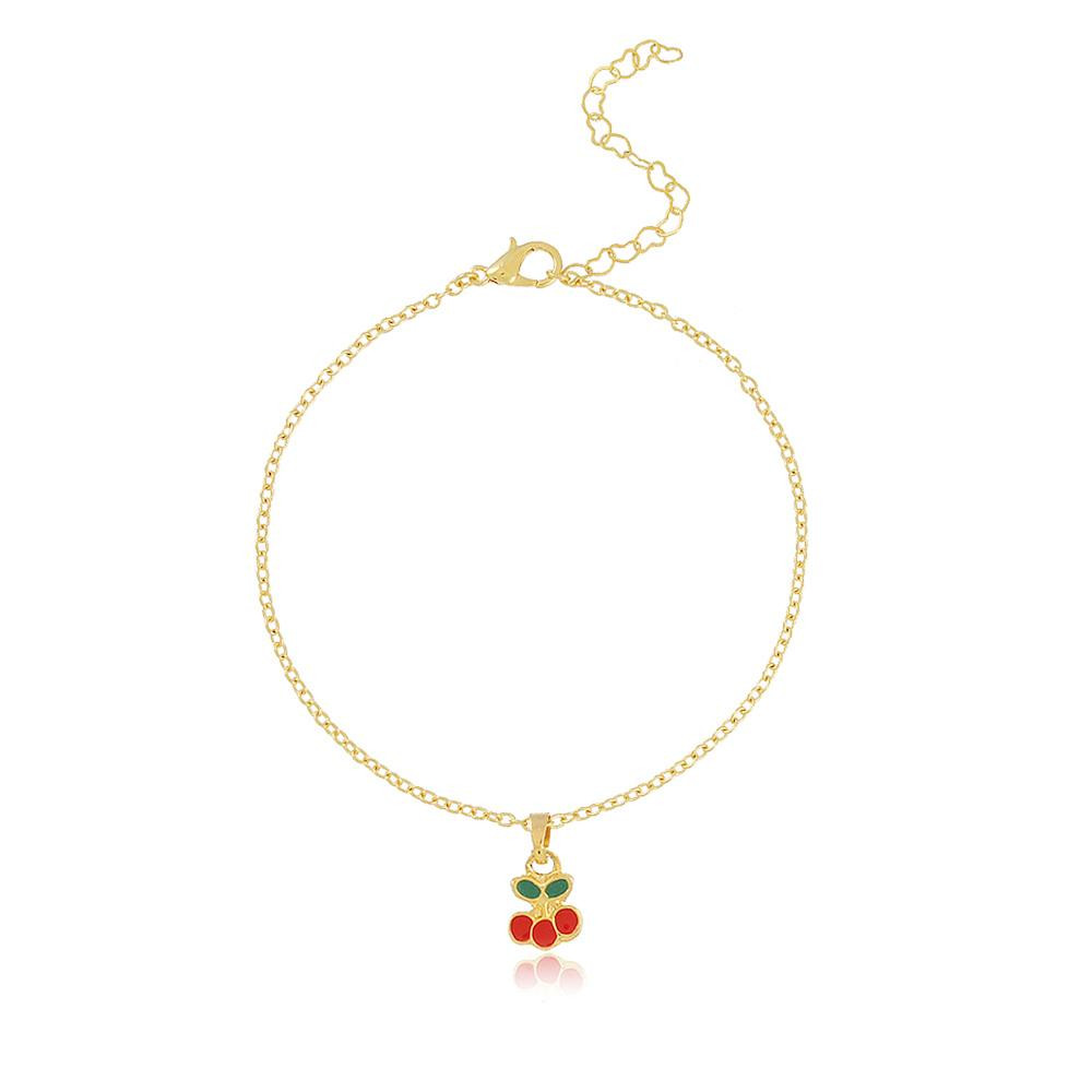 Colar infantil com pingente de cereja banhado a ouro 18k 