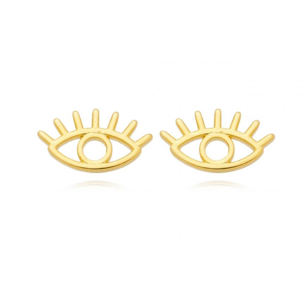 Brinco de olho grego banhado a ouro 18k