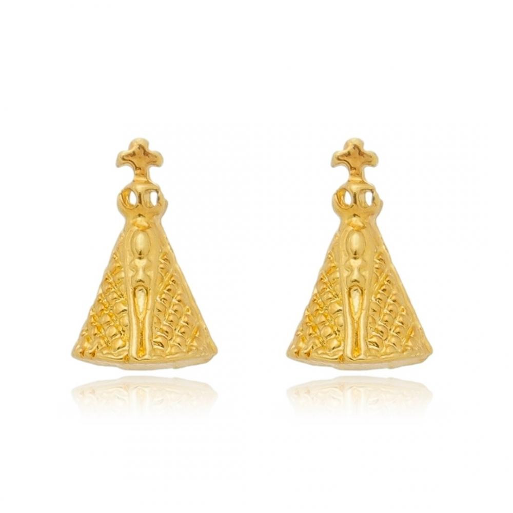 Brinco de Nossa Senhora banhado a ouro 18k 