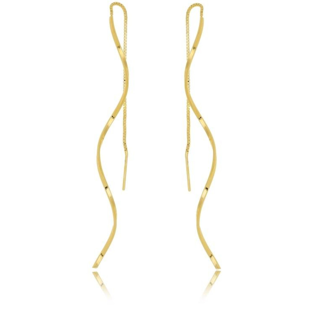 Brinco fio passante banhado a ouro 18k