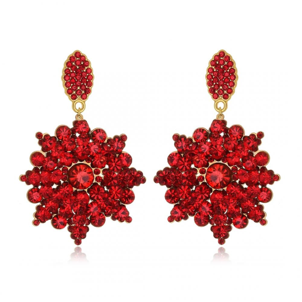 Brinco de strass banhado a ouro 18k 