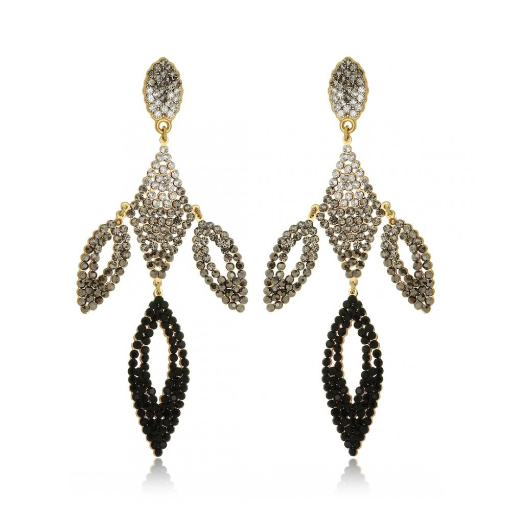 Brinco de strass em degrade banhado a ouro 18k 
