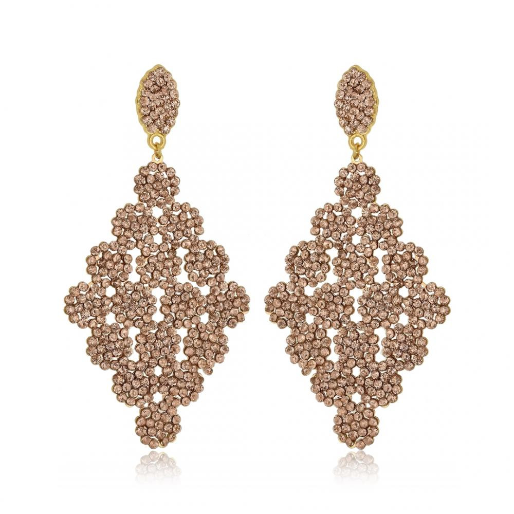 Brinco de strass banhado a ouro 18k 
