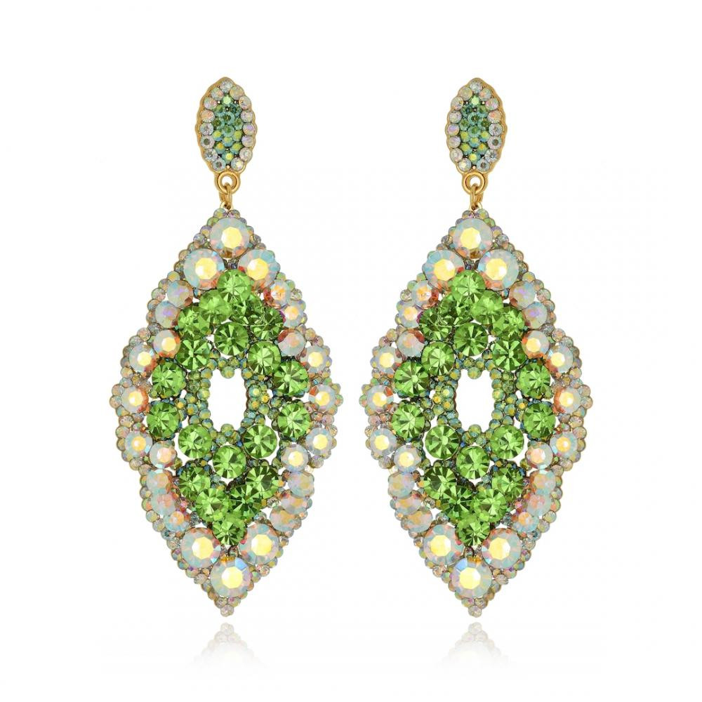 Brinco de strass banhado a ouro 18k 