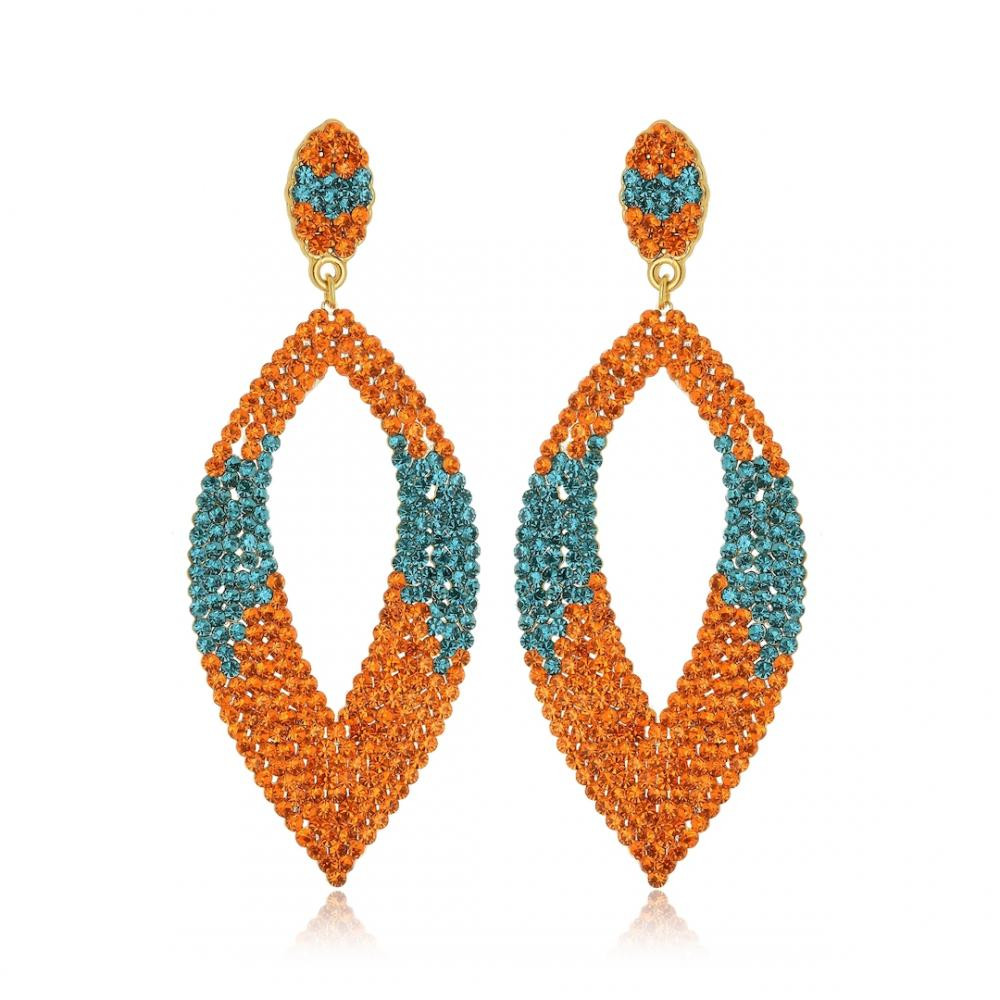 Brinco de strass banhado a ouro 18k 