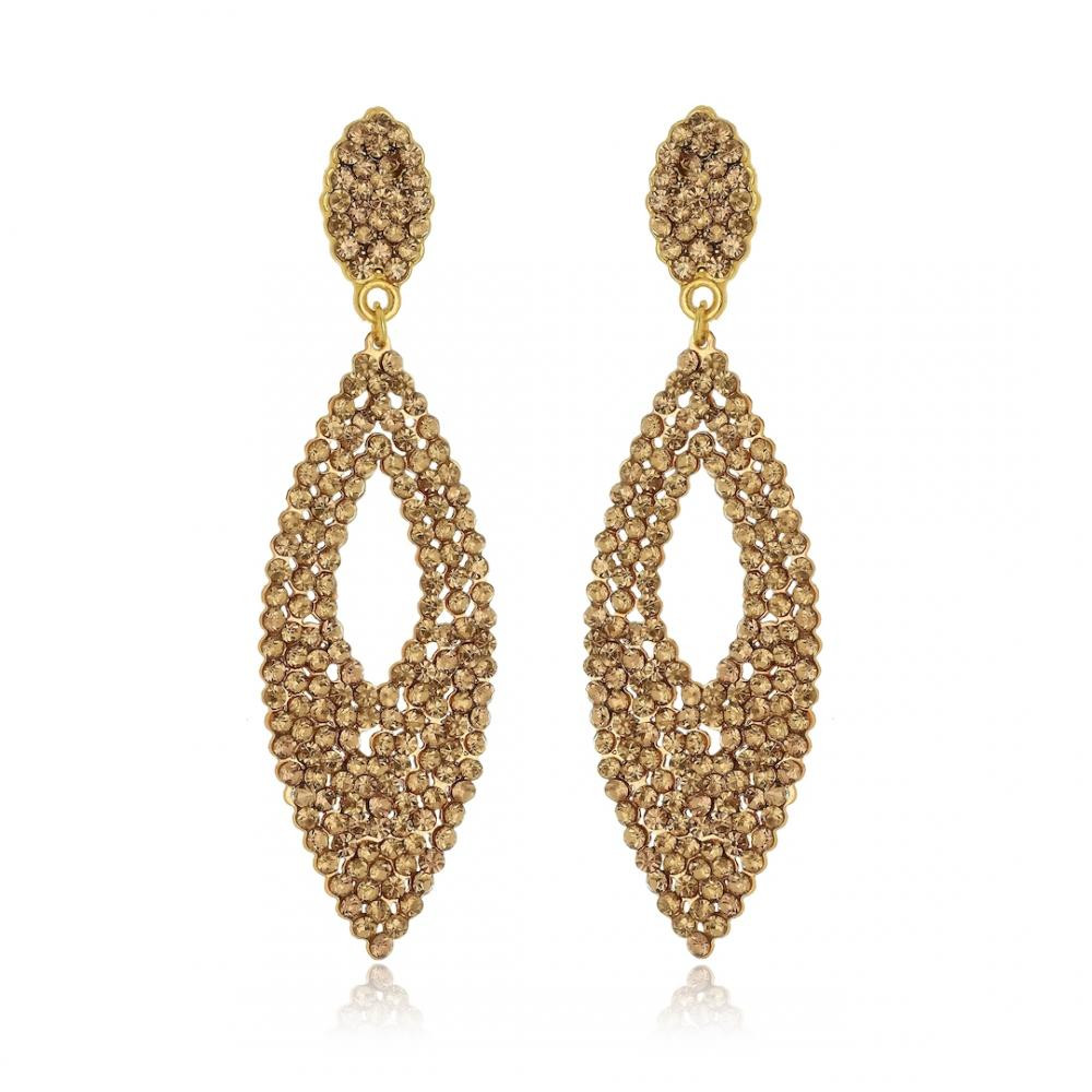 Brinco de strass banhado a ouro 18k